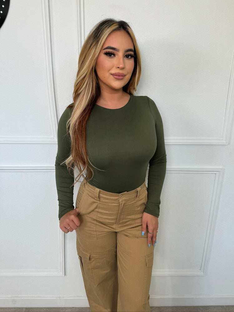 Essential Long Sleeve Olive Bodysuit