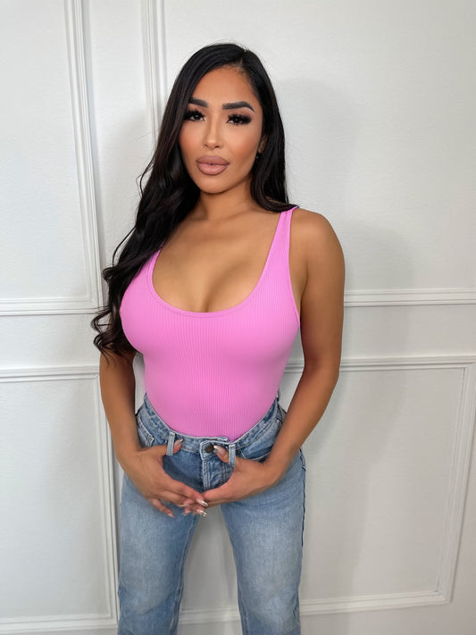 Worth It All Ribbed Bodysuit - Pink