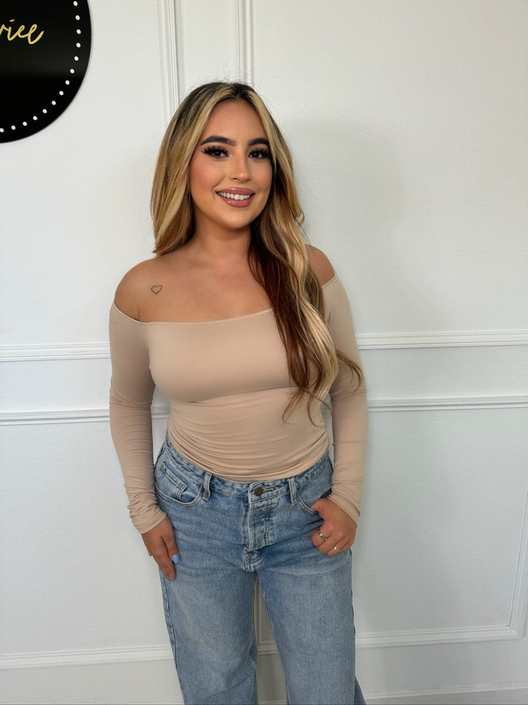 Off The Shoulders Basic Top - Nude