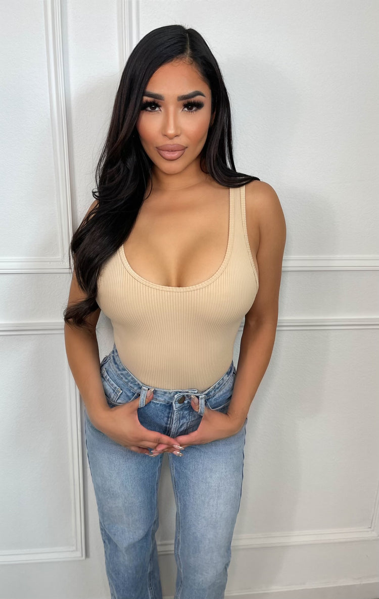 Worth It All Ribbed Bodysuit - Nude