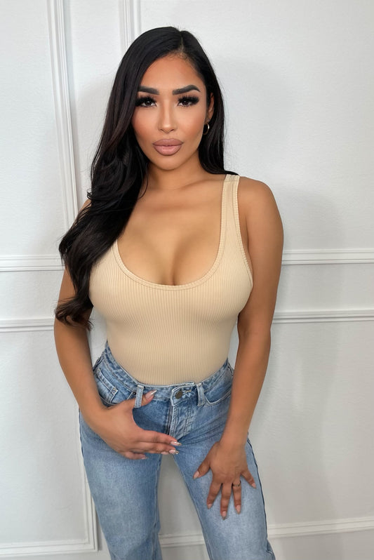 Worth It All Ribbed Bodysuit - Nude